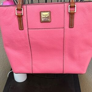 Dooney & Bourke Pink Leather Tote with Brown Accents
